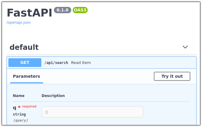 FastAPI Swagger interface